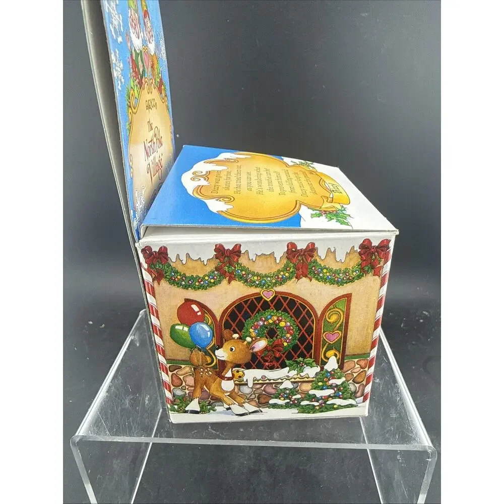 NOS Enesco North Pole Village Dizzy Reindeer Figurine 1986 Sandra Zimnicki